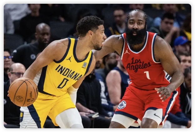 哈里伯頓29+12哈登空砍31分 倫納德缺陣快船負(fù)步行者